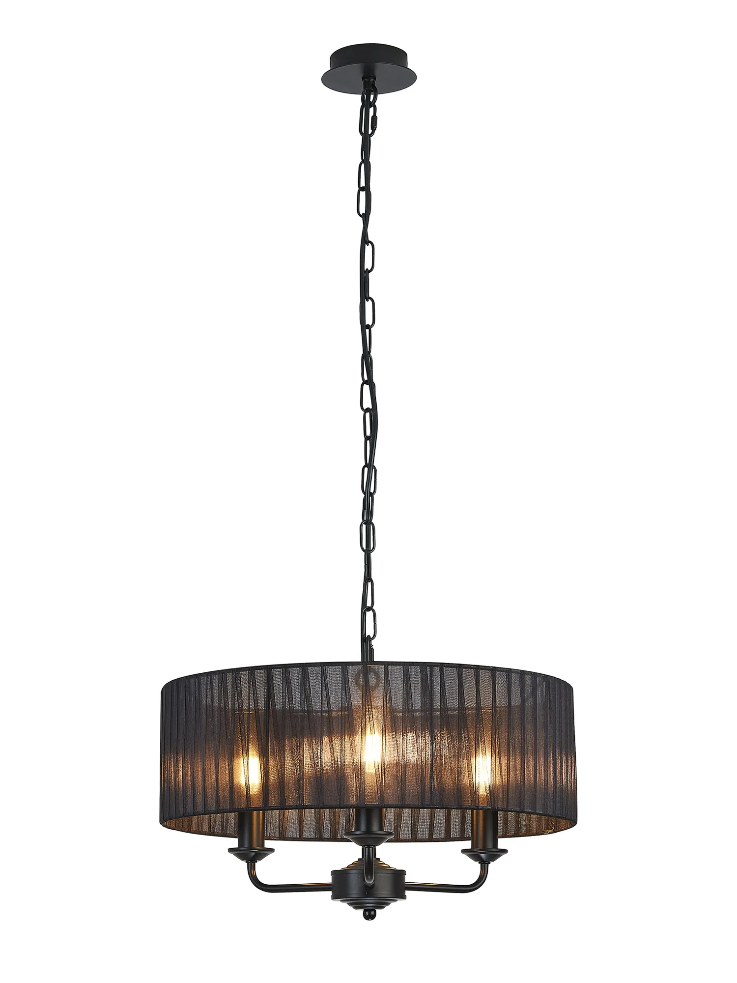 DK1027  Banyan 45cm 3 Light Pendant Matt Black, Black